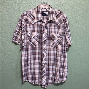 Western shirt by Wrangler red, blue, and white Classic pearl snap cowboy shirt
